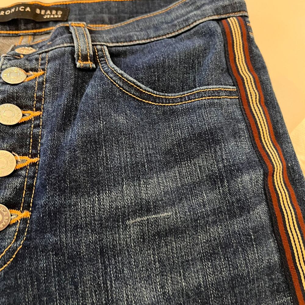 Veronica Beard Jeans Womens Size 29 Carolyn 10" Baby Boot Tux Stripe Button Fly - Picture 13 of 16